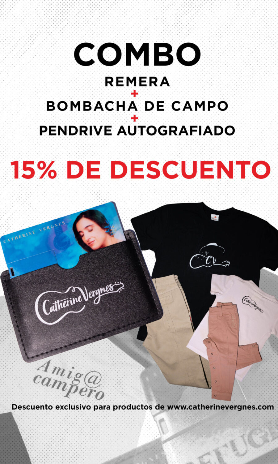 COMBO Remera "Amig@ Campero" + Bombacha de campo + Pendrive